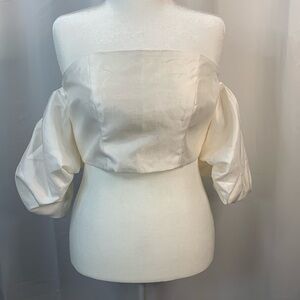 ASOS White Bardot Sleeve Crop Top- NWT